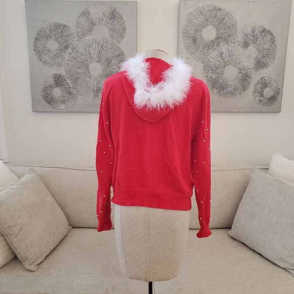 Collective Works Of Berek 2 Embellished Christmas Santa Clause Zip-Up Hoodie LG - Picture 8 of 13